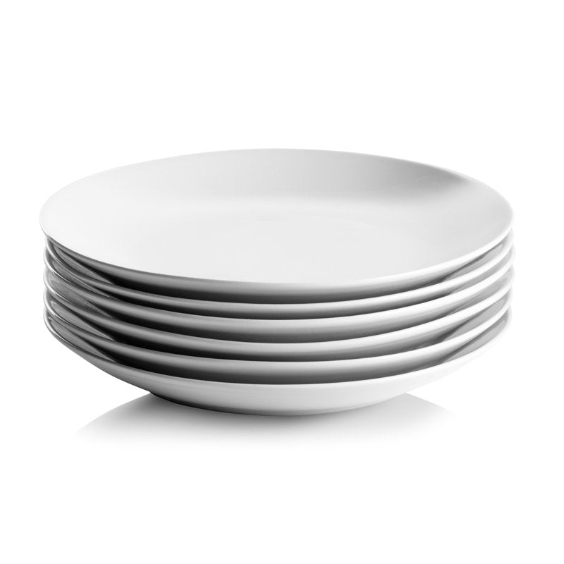 Set of 6 Coupe Ceramic Salad Plates - 7.5" White