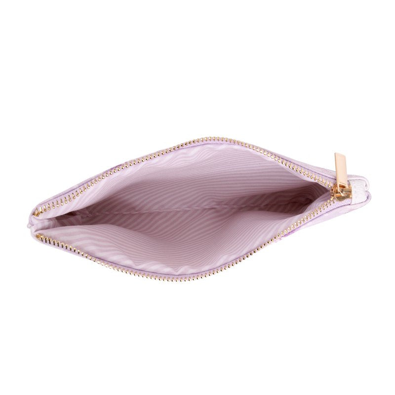 Purple Floral Large Zipper Pouch - Versatile Makeup & Travel Bag