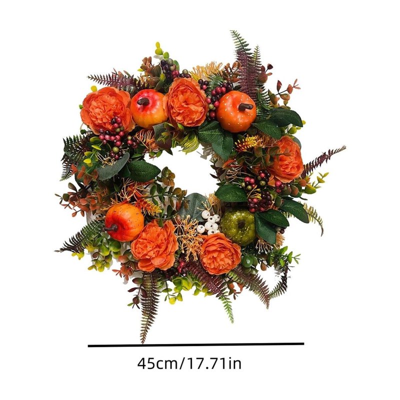Halloween Wreaths for Front Door - Artificial Harvest Fall Decor, Indoor Outdoor, Variation H-9