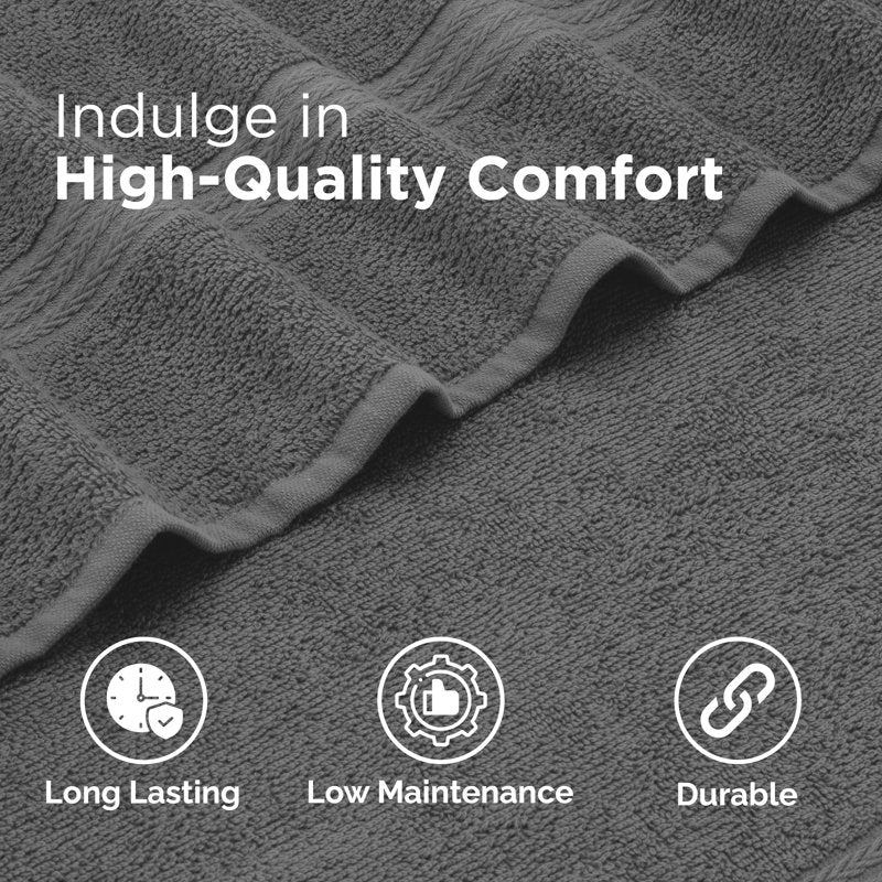 Cotton Towel Set - 6 Pieces Soft & Quick-Dry Towels, Charcoal - Easy Living