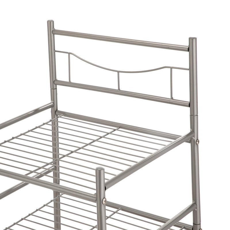 Bathroom Storage Tower with Shelves and Removable Hamper - Satin Nickel Finish
