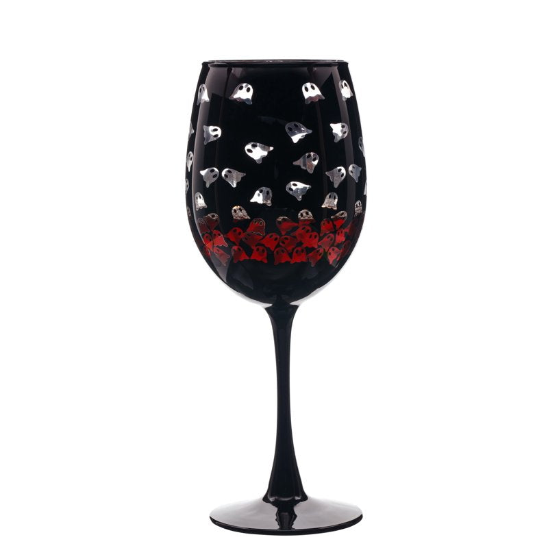 Halloween Two Tone Wine Glass with Ghosts Design