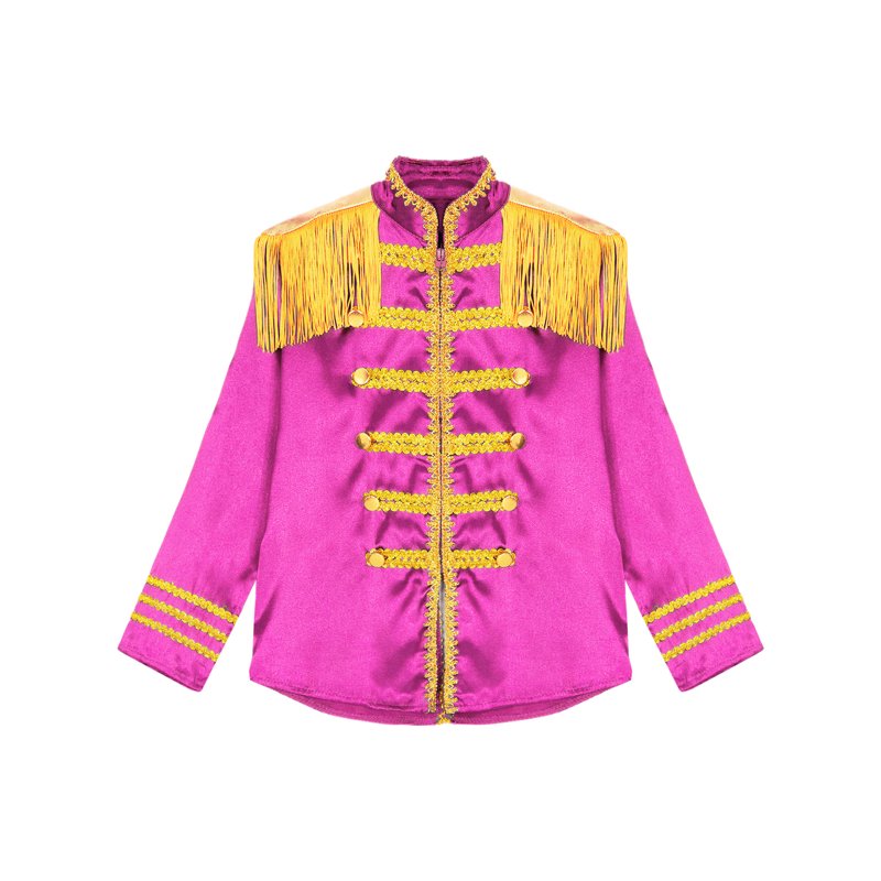 Kids Boys 1960s British Pop-Star Shirt Long Sleeve Zipper Jacket Pink Age 8 - Retro Rock Costume