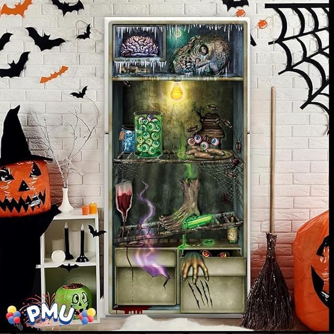 PMU 3-Piece Halloween Door Cover Set - Pumpkin, Do Not Enter & Haunted Lab - Variation of Pkg of 1, 3 Bundles