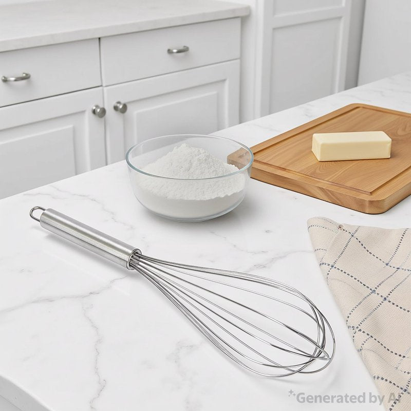 12-Inch Stainless Steel Whisk with Loop for Hanging - Silver