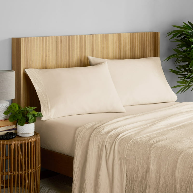 Mainstays King Enzyme Washed Microfiber Bed Sheet Set - Vanilla Dream 4 Pieces