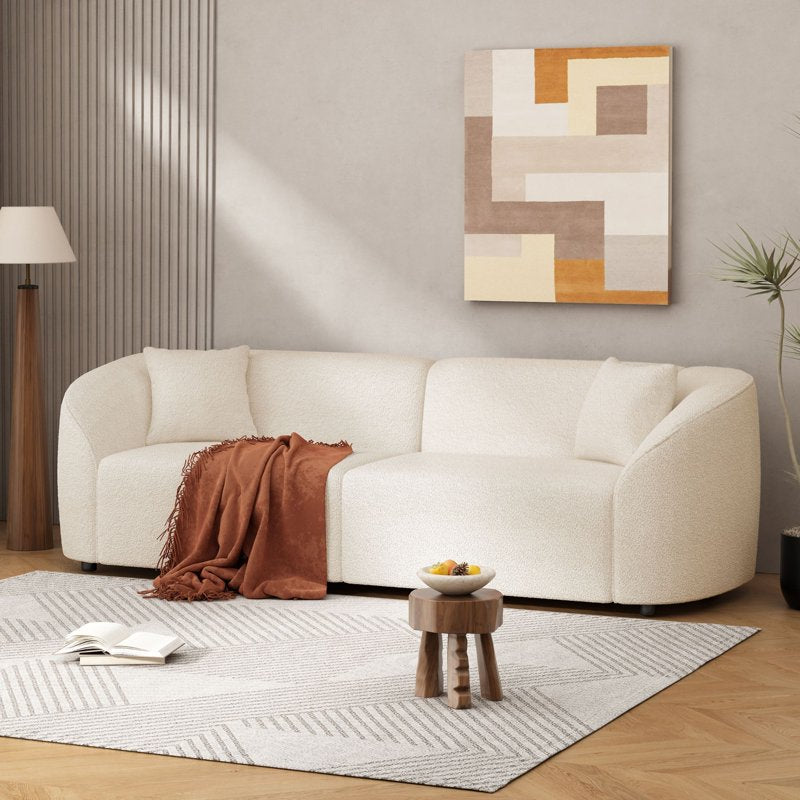 Curved Contemporary Boucle Sofa - 87 Inch, Plush Seating
