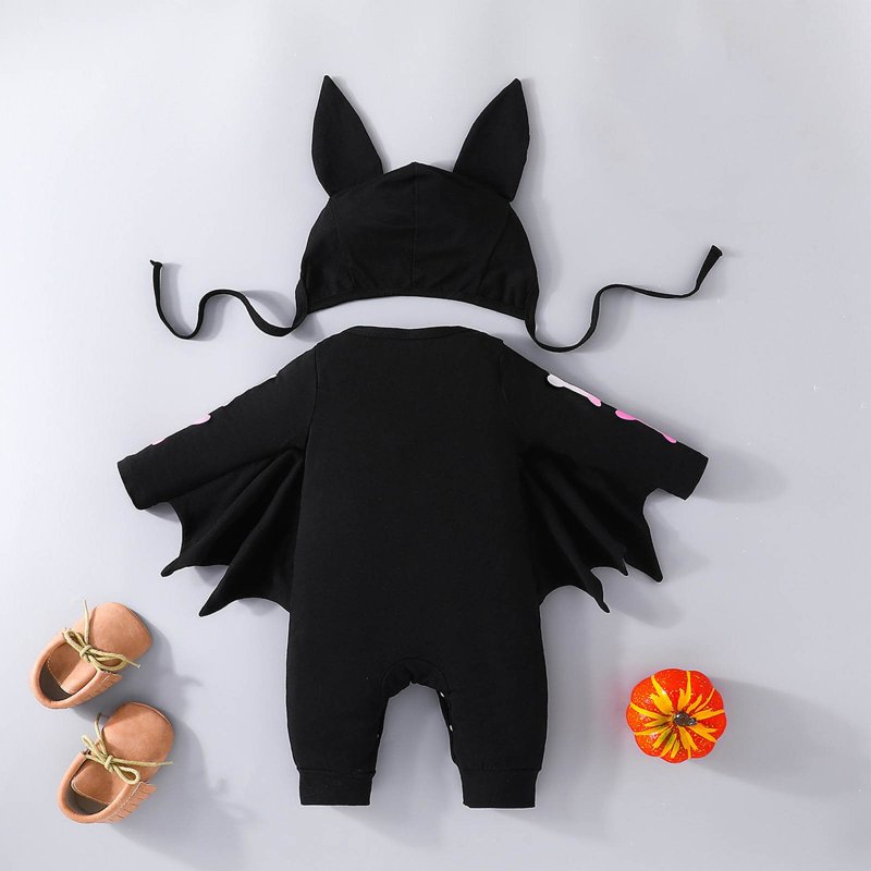 Baby Skeleton Jumpsuit with Wings for 0-3 Months Black Z-03 - Halloween Costume