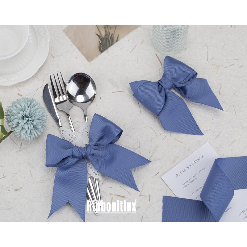 Grosgrain Ribbon 2.5 Inch x 25 Yards - Smoke Blue, Premium Polyester Craft Ribbon