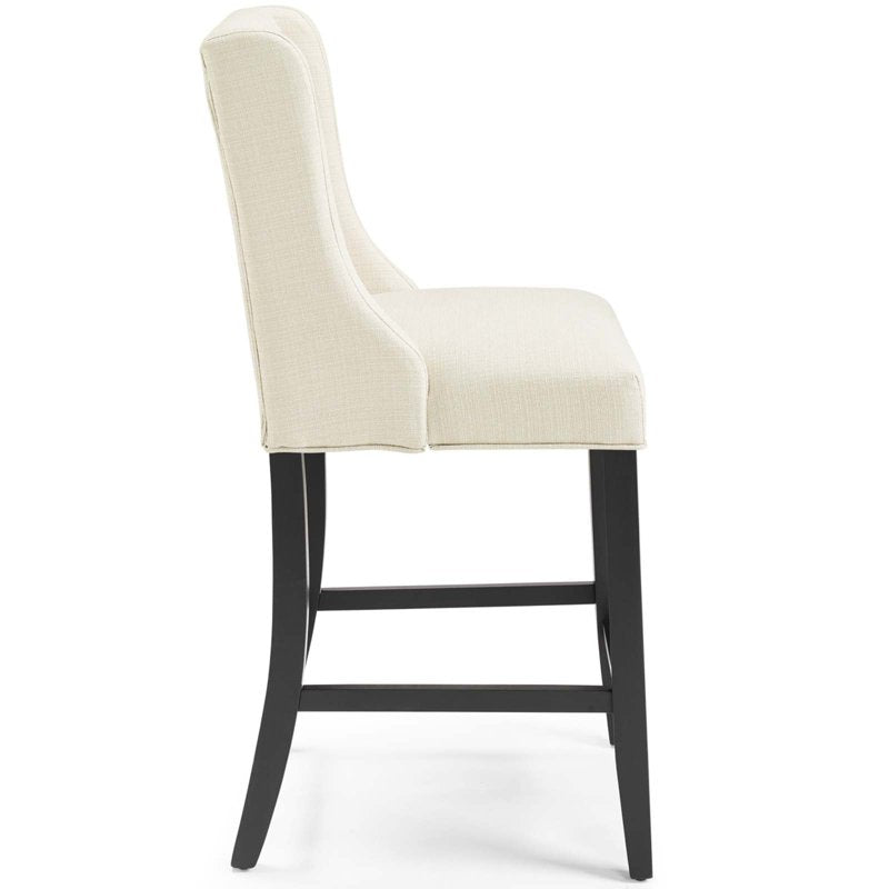 Tufted Button Counter Stool - 26.5" Beige Upholstered Seat