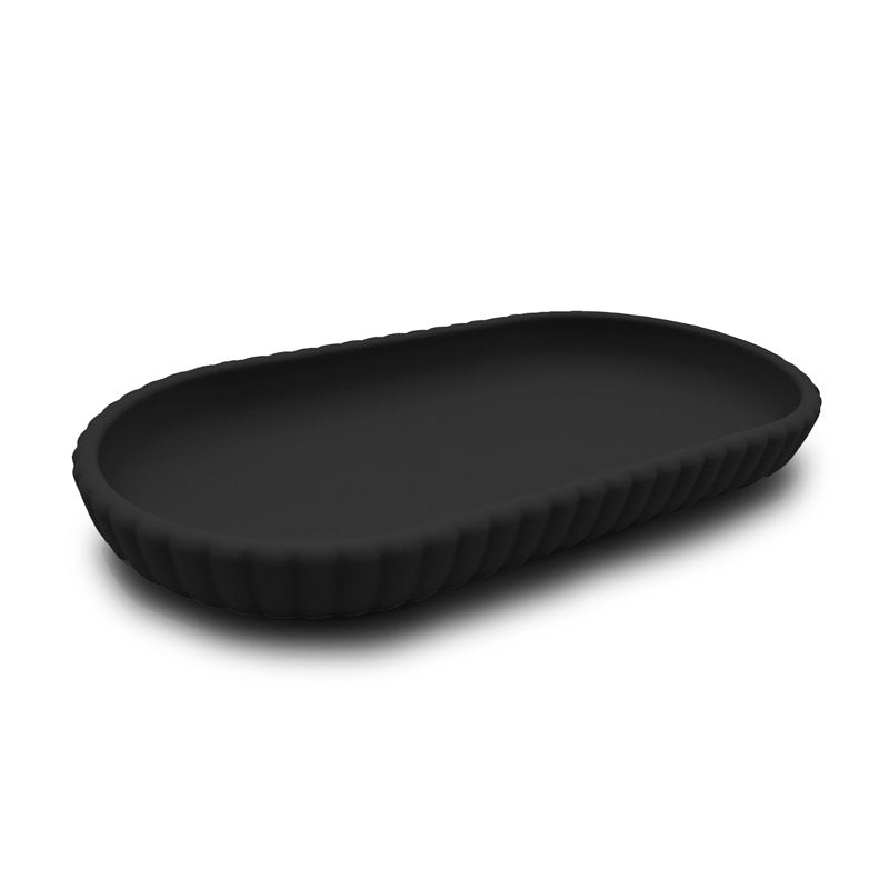 Mainstays Rubberized Plastic Ribbed Bathroom Accessory Tray - Black - Accessory Tray