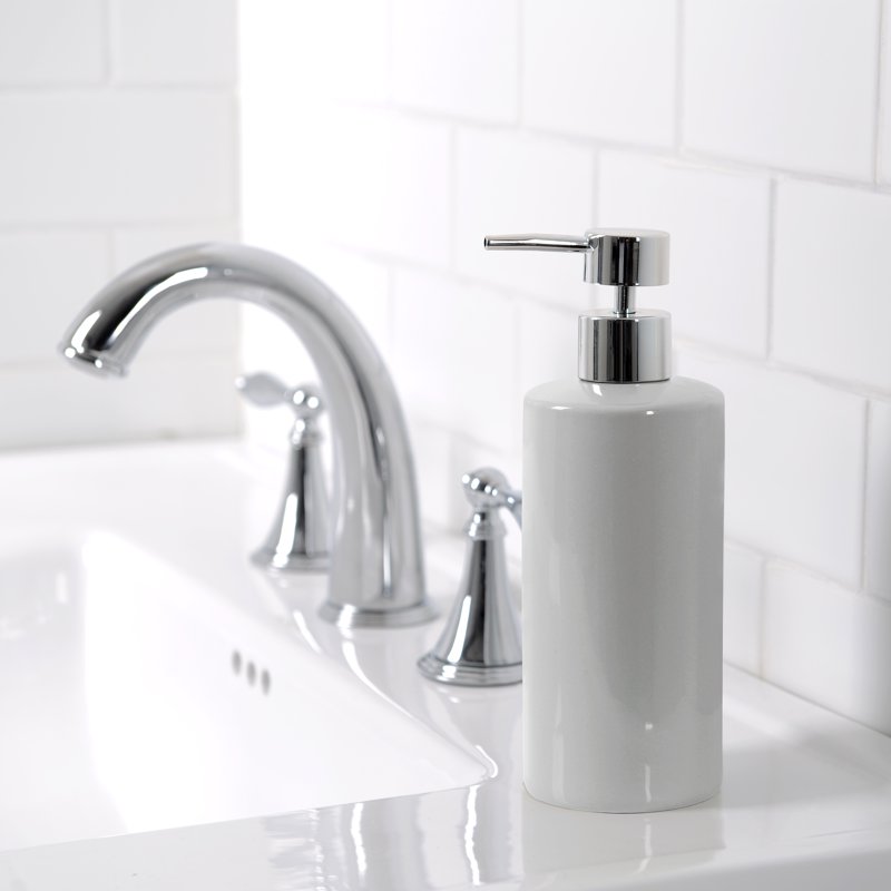 Ceramic Lotion Pump Dispenser - Soft Silver Grey, 12.5 oz Bathroom Accessory