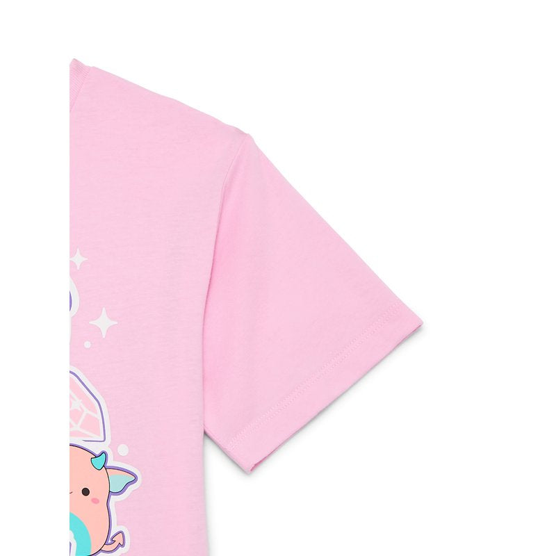 Girls Squishmallows Graphic T-Shirt with Short Sleeves - Pink, Size 10-12