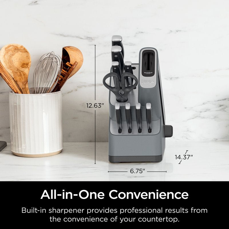 10-Piece Knife Set with Built-In Sharpener - Dark Gray
