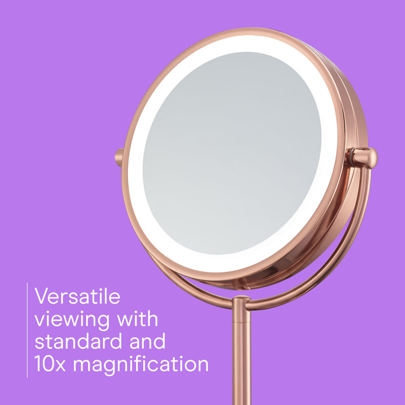 Double Sided LED Lighted Vanity Makeup Mirror - 1x/10x Magnification