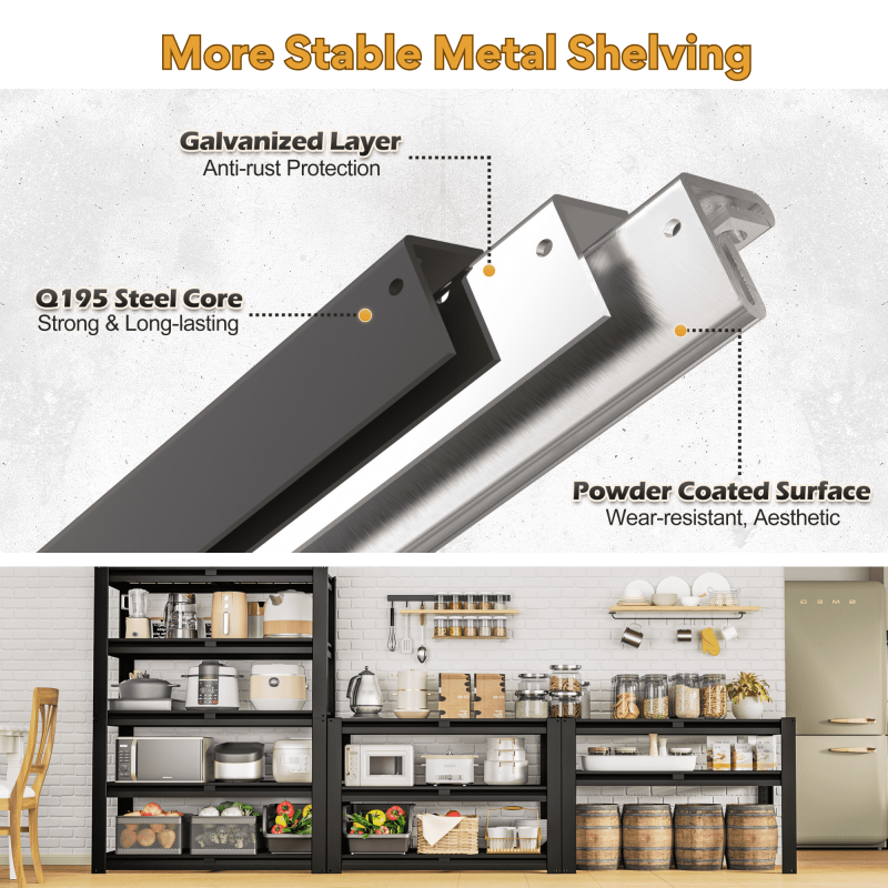 Heavy Duty Metal Storage Shelves 48W x 18D x 72H Garage Shelving Units - 2 Pack