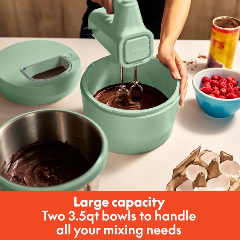 3.5 Qt Hand & Stand Mixer - Electric Mixer with Bowl, Dough Hook, Whisk & Egg Beater - Seaglass