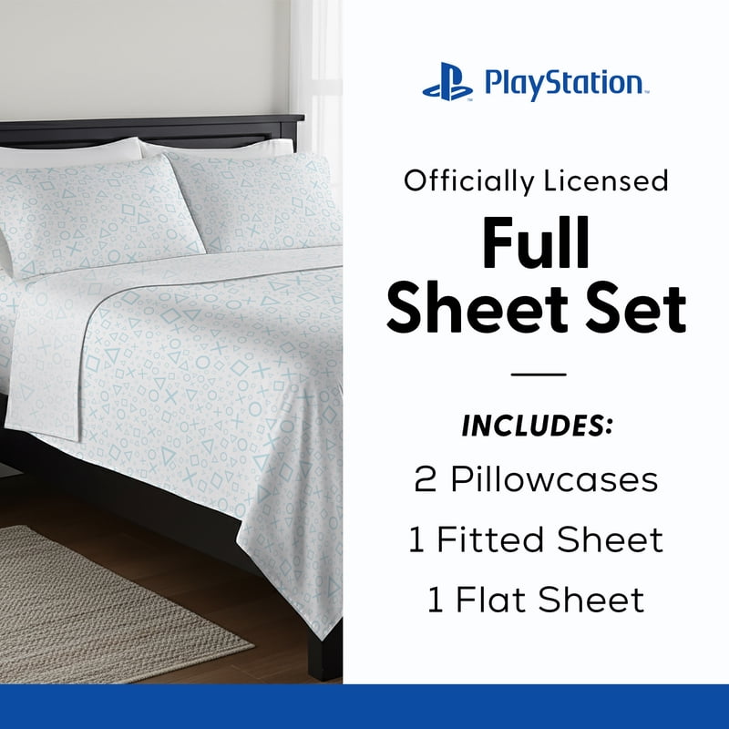 PlayStation Pearlescent Drift Kids Full Sheet Set with Pillowcases & Fitted Sheet