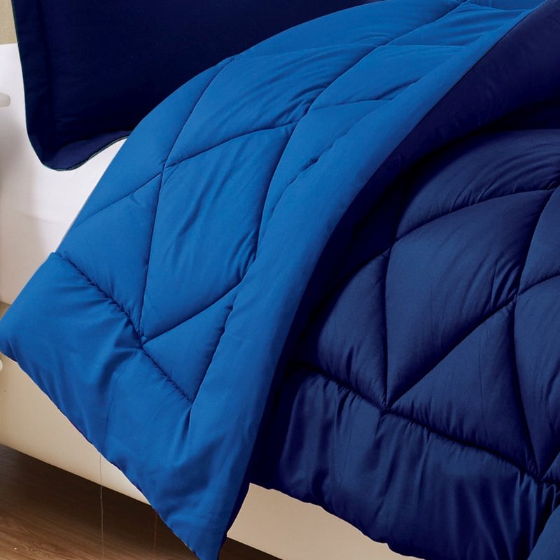RV Twin Comforter Set Reversible All Seasons Navy Aqua 3-Piece Bedding
