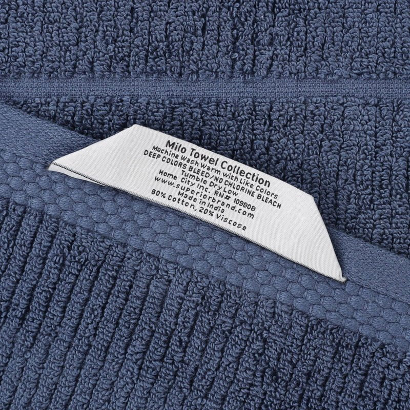 Navy Blue 2 Pack Bath Towels - Medium Weight Ribbed Cotton Towels - Superior Milo