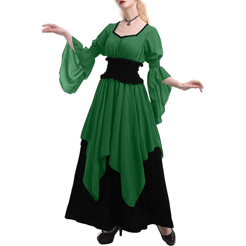 d36 Green Fairy Dress - XXL Medieval Corset Costume for Women Halloween Witch Masquerade
