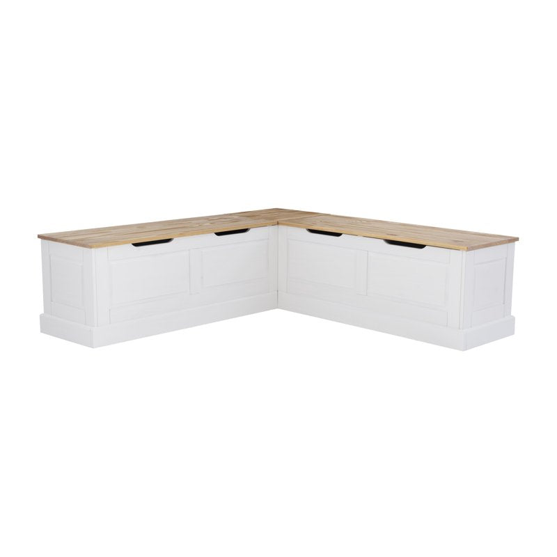 Backless Corner Nook with Storage & Cushion Set - Natural/White/Navy