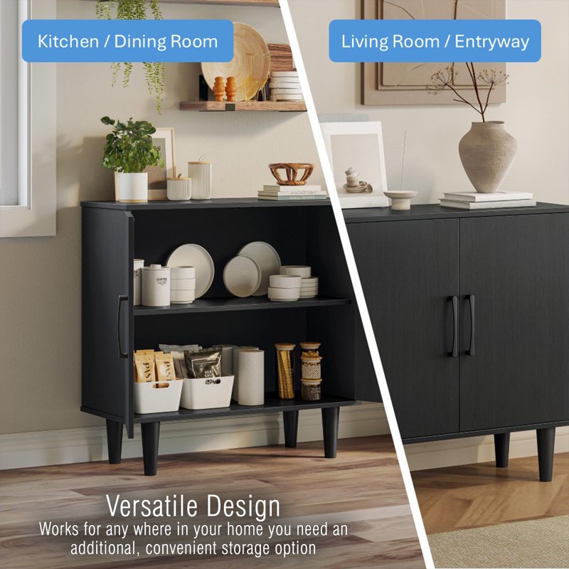 Accent Cabinet with Two Doors - Black Storage Unit