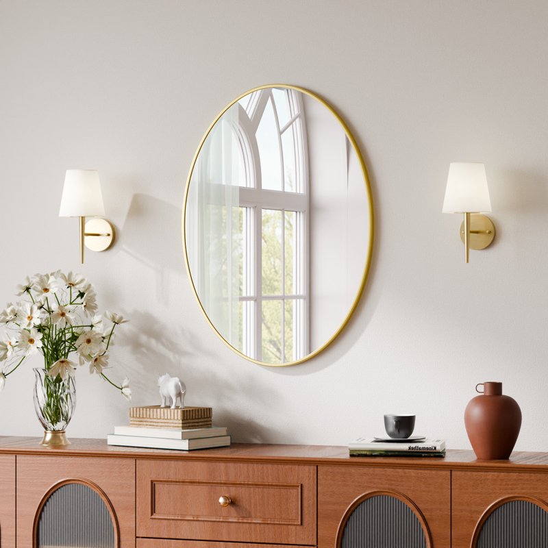 Oval Bathroom Mirror 20x28 Inches Wall Mirror Gold - Elegant & Durable