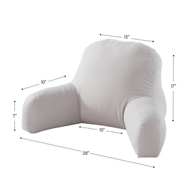 Gray Cotton Duck Bed Rest Pillow - Overstuffed Support Cushion for Reading & Relaxing