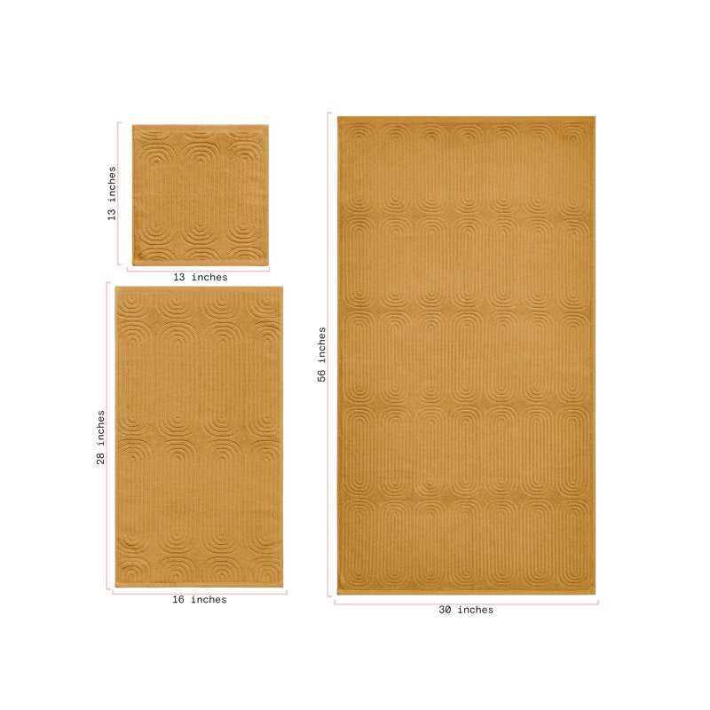 Textured Bath Towel - 100% Cotton, Amber Yellow, 56x30 Inches, Drew Barrymore