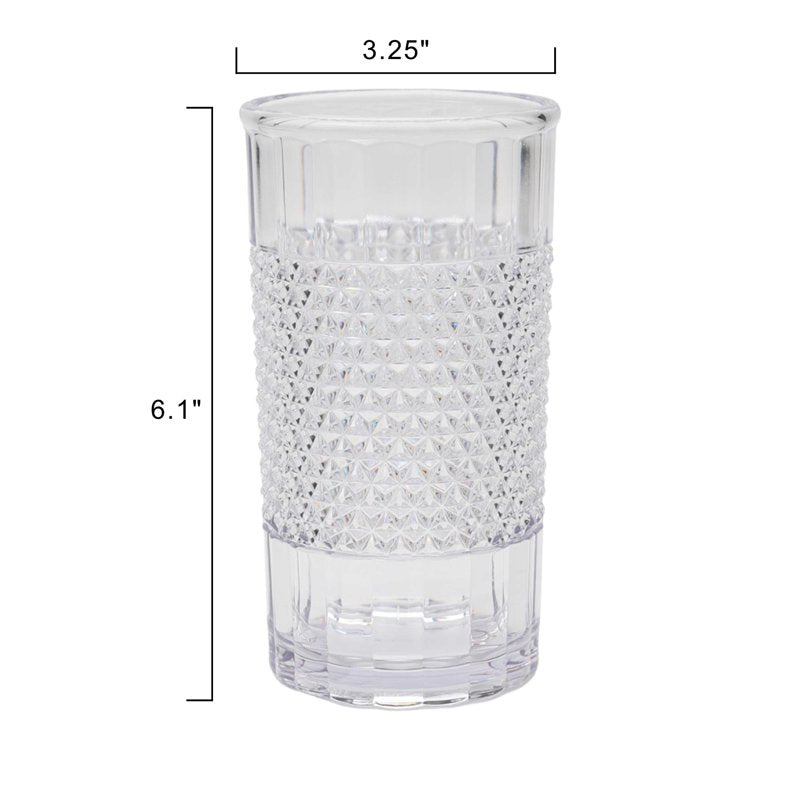 20 oz Clear Tall Acrylic Diamond Texture Tumbler - Single