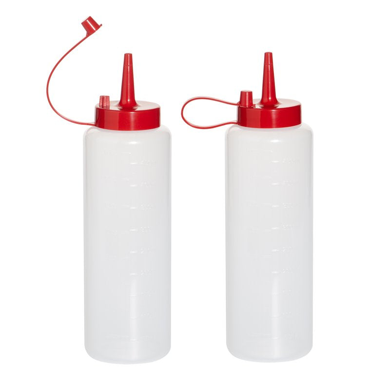 2 Pack Plastic Squeeze Condiment Bottles - 12oz & 16oz