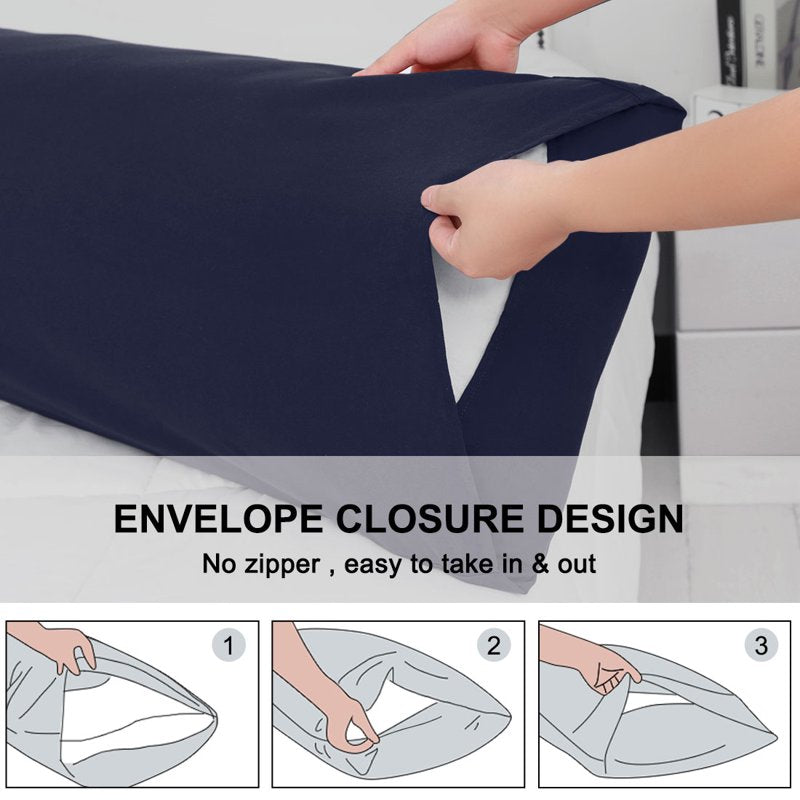 Microfiber Body Pillow Cover 20 x 54 Navy Blue - 2 Piece Set