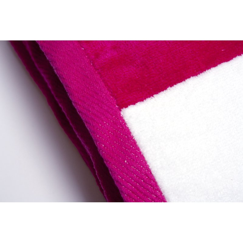 Pink Tropical Cabana Cotton Velour Wide Stripe Beach Towel - 34x68 Inches