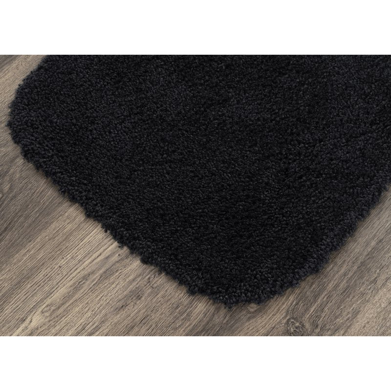 Rectangle Washable Nylon Bath Rug 24x40 Inches Black - Non-Slip Bathroom Mat