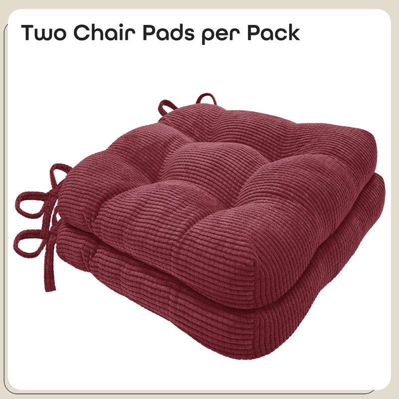 Jackson Chair Pad Set - Plush 16x15x3 in - Burgundy - 2-Pack