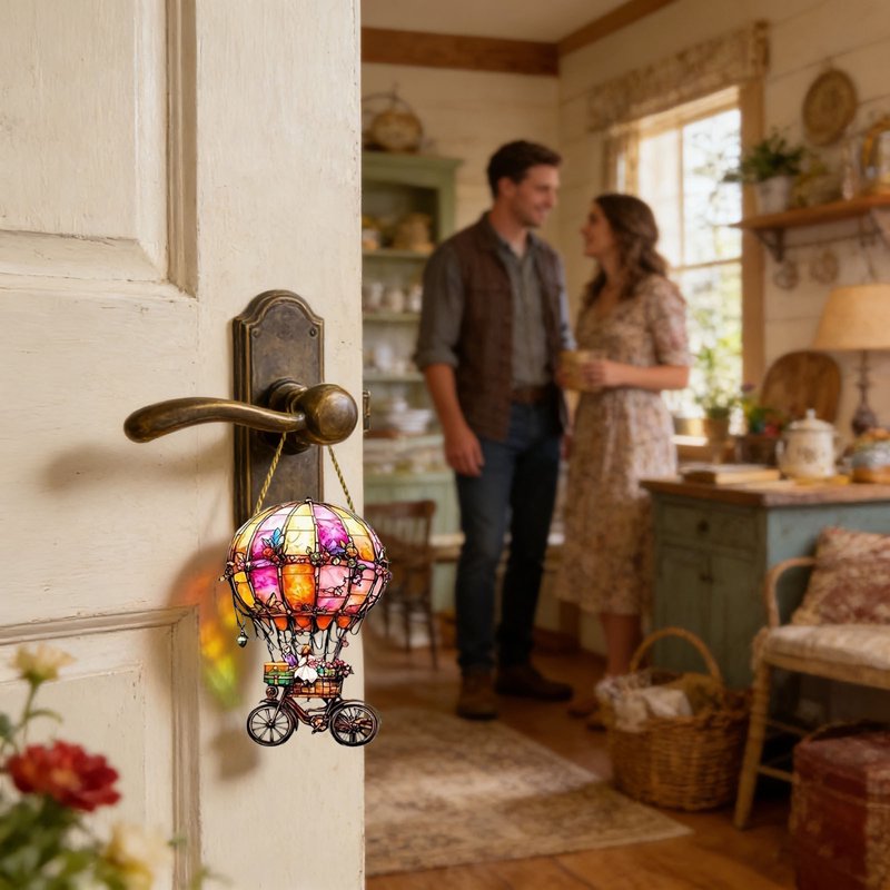 Hot Air Balloon Acrylic Ornament - Window, Garden & Patio Decor - Variation 036