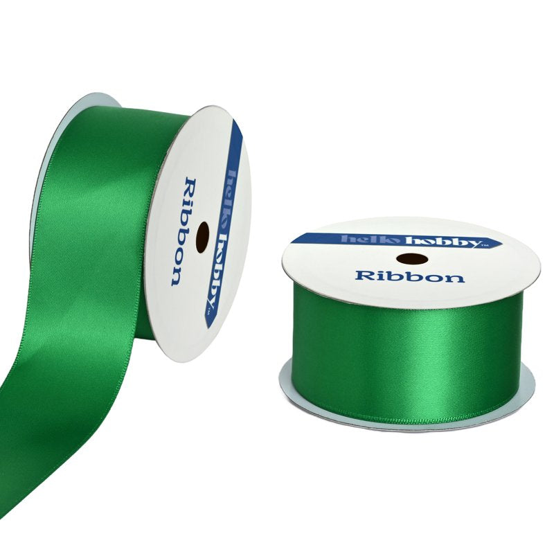 Green Satin Ribbon 1.5 Inch Wide, 7 Yards for Crafting & Gift Wrapping
