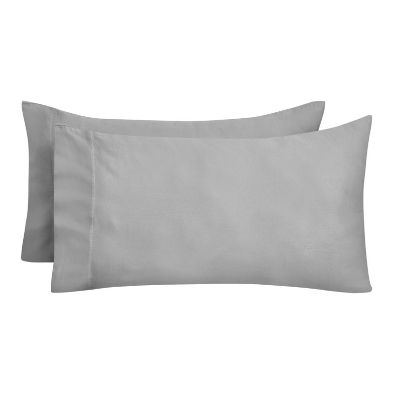 Cotton Pillowcases 2-Pack - 220 Thread Count Brushed Sateen, Standard, Soft Silver