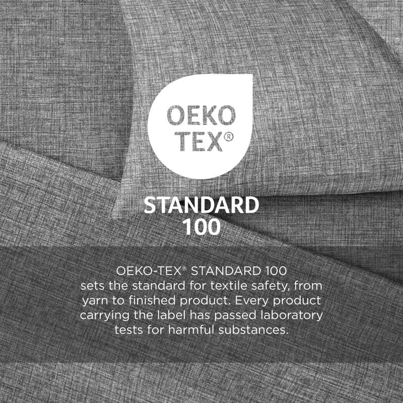 Twin XL Microfiber Sheet Set - Brushed Soft, Wrinkle-Resistant, Gray Crosshatch
