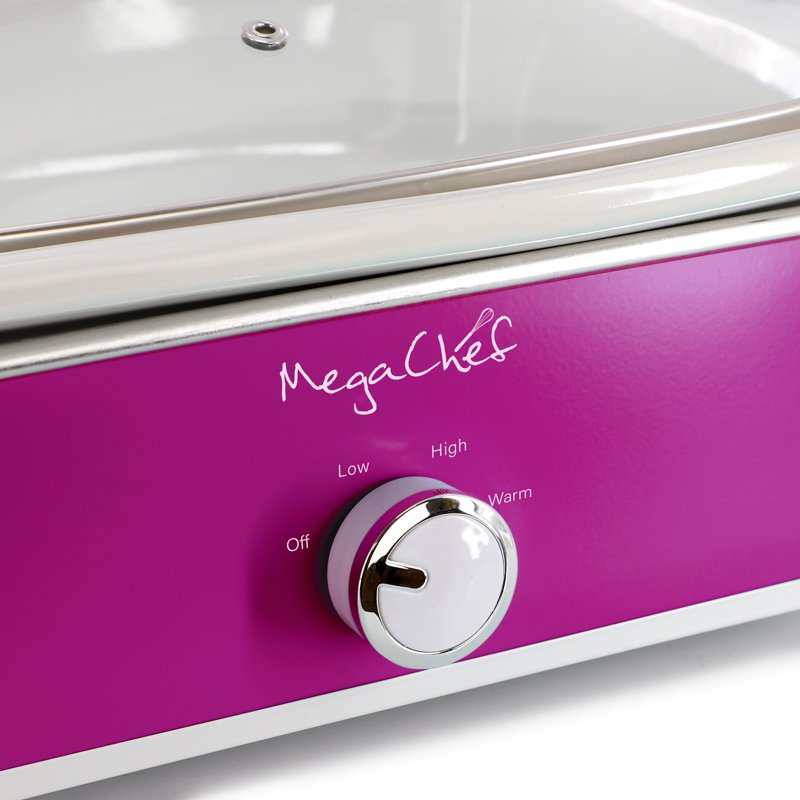3.5 Quart Casserole Slow Cooker with Locking Lid and 3 Heat Settings - Purple