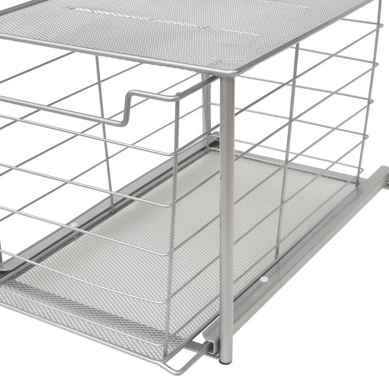 (2 Pack) Mainstays Large Stackable Slide-Out Drawer Organizer - Satin Nickel, 15 x 10 x 9.3 in L Variation