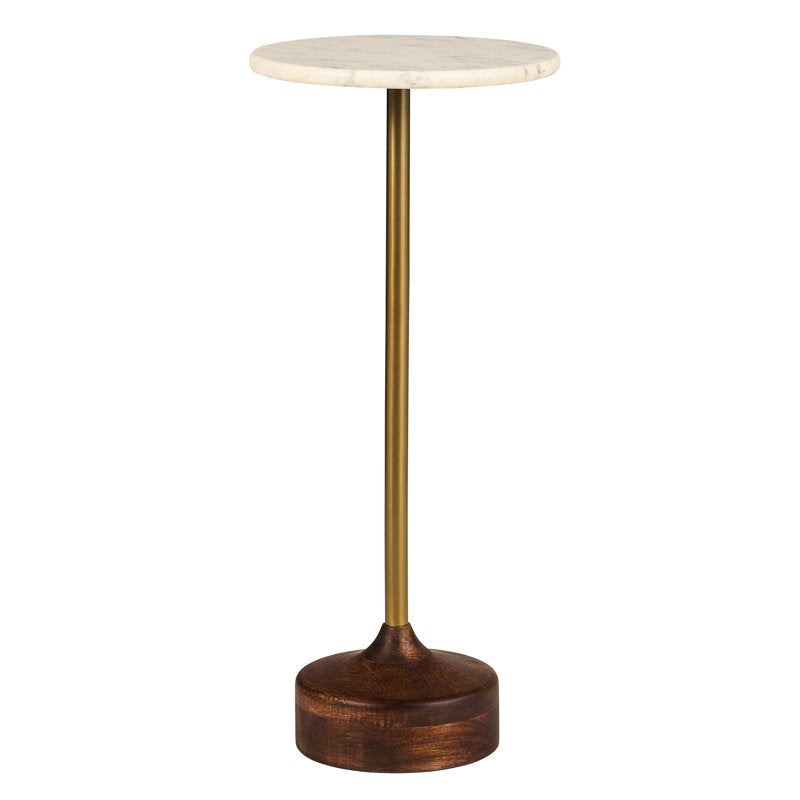 Aster Drink Table with Marble Top and Brass Stand