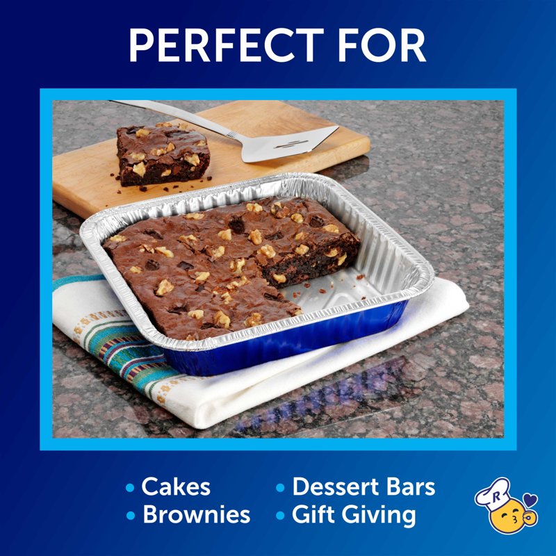 Aluminum Baking Pans with Lids, 8x8 Inch, 3 Count - Blue