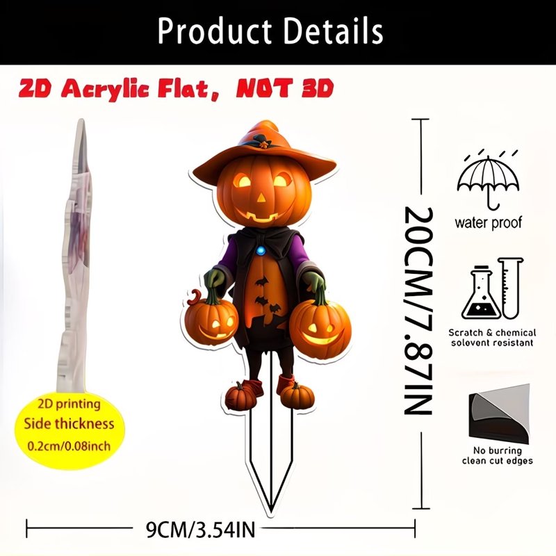 Halloween Pumpkin Character Yard Stake with Acrylic Sign - Variation 1#A
