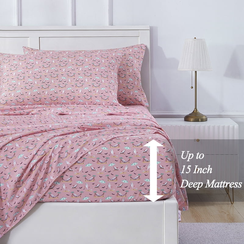 Summerween Ghost Retirement King Sheet Set - 4-Piece Bed Linen