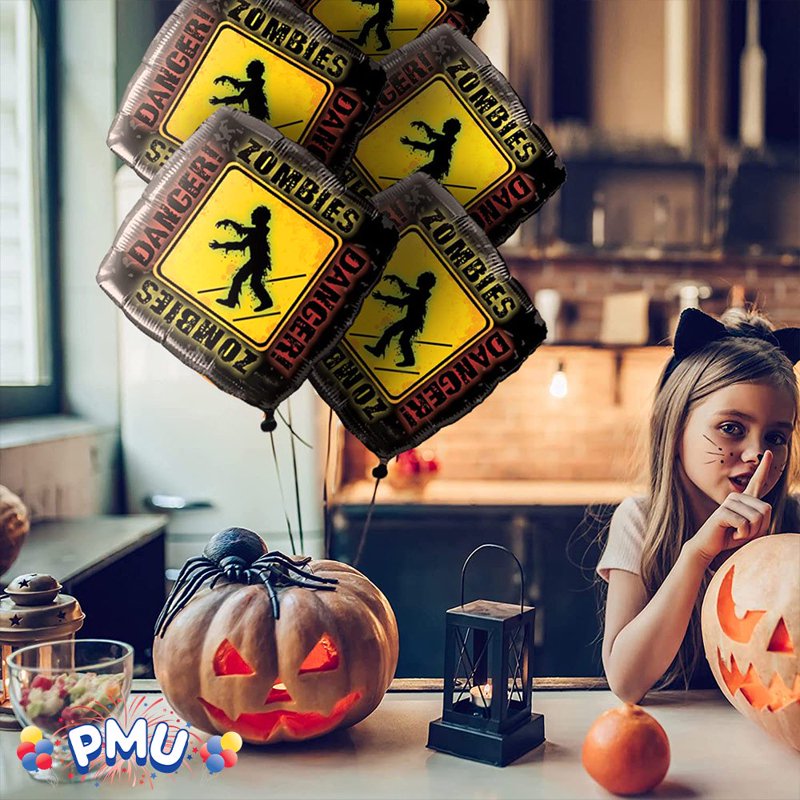 Halloween Zombies Crossing 18-Inch Mylar Balloon Pack - Danger Zombies Variation of THIS Listing
