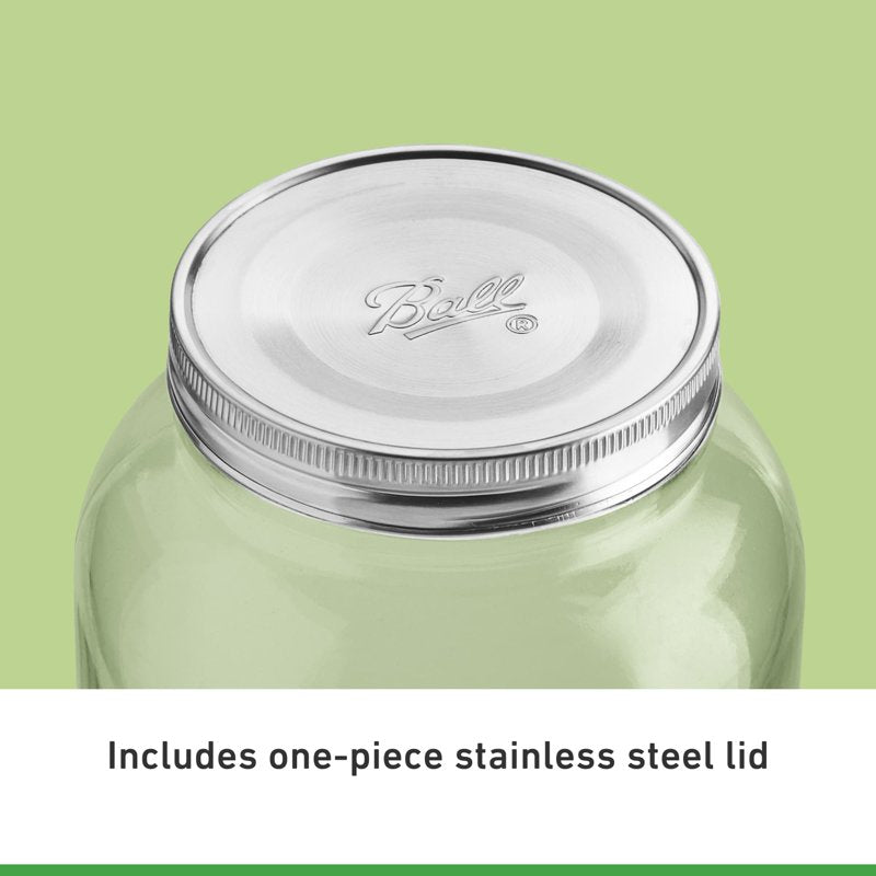 Decorative Mason Jar with Stainless Steel Lid - 2 Pack, 128oz