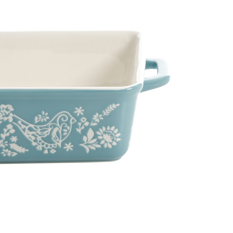 Rectangular Ceramic Baking Dish Set - Red & Teal - 2-Piece