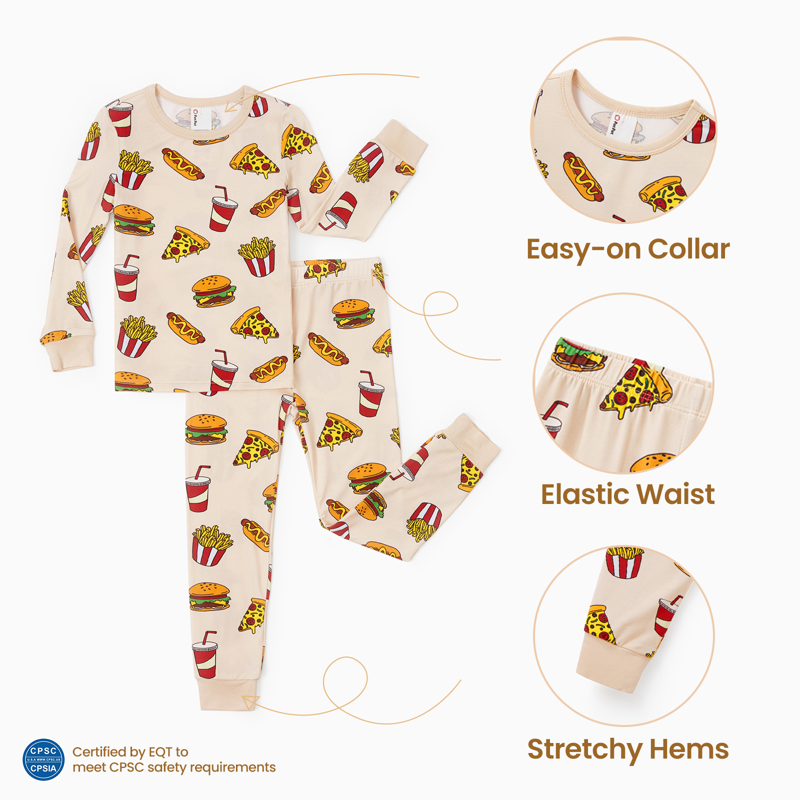 Toddler Girls Boys Pajama Set Snug Fit Viscose Bamboo 4T Apricot - Kids Nightwear